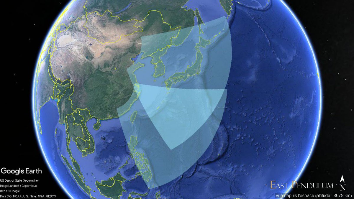 Approximate coverage areas for the Chinese OTH radar system.