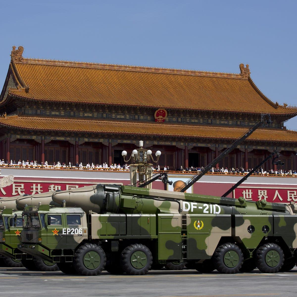 DF-21D anti-ship ballistic missile TELs during a parade in Tiananmen Square.