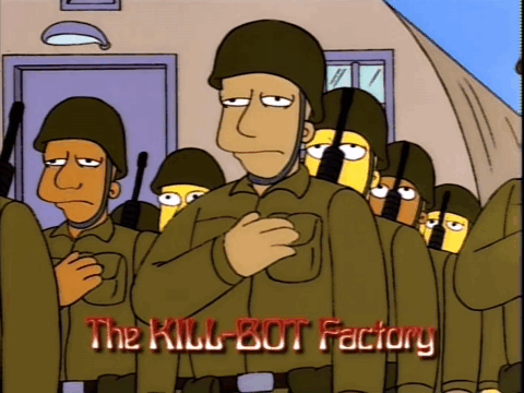 A .gif with The Simpsons joke about the Kill-Bot Factory